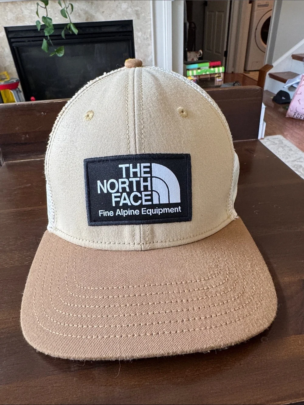 The North Face Beige and Brown Mesh Trucker Hat